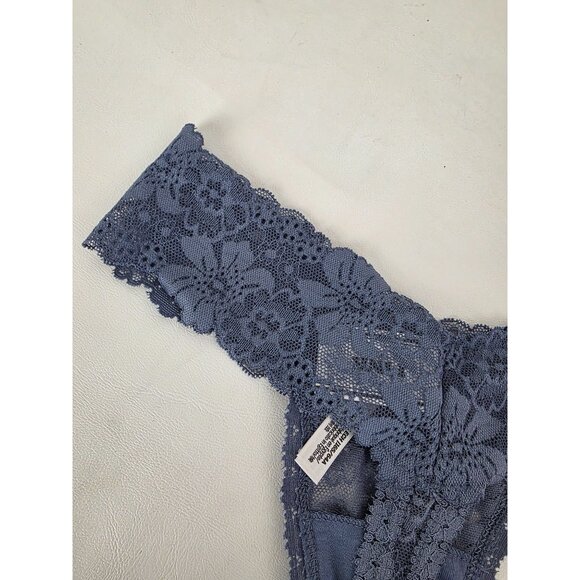 NWT Victoria's Secret Pink Womens Gray Floral Lace Thong Underwear Size S - Picture 6 of 11